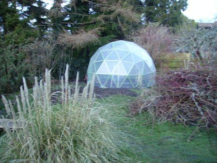 view of the GD18 geo-dome greenhouse